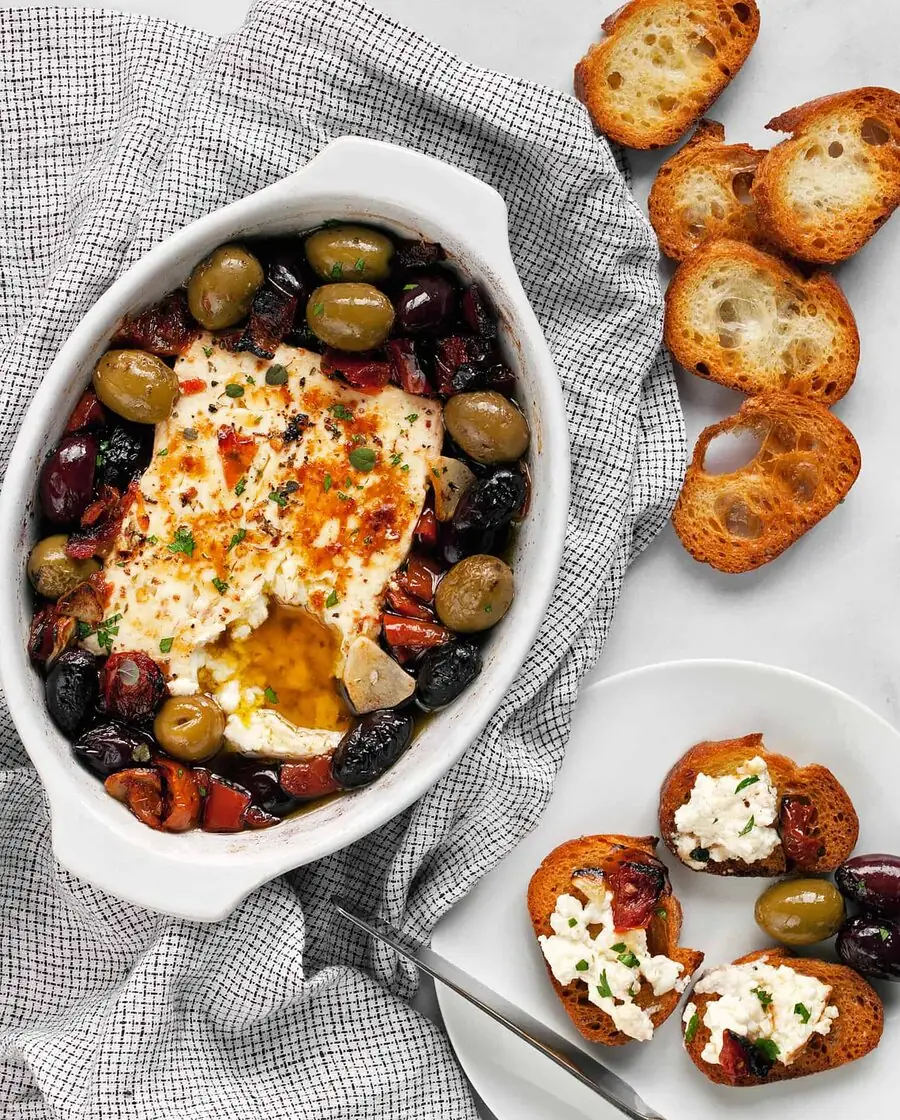 Baked feta with olives
